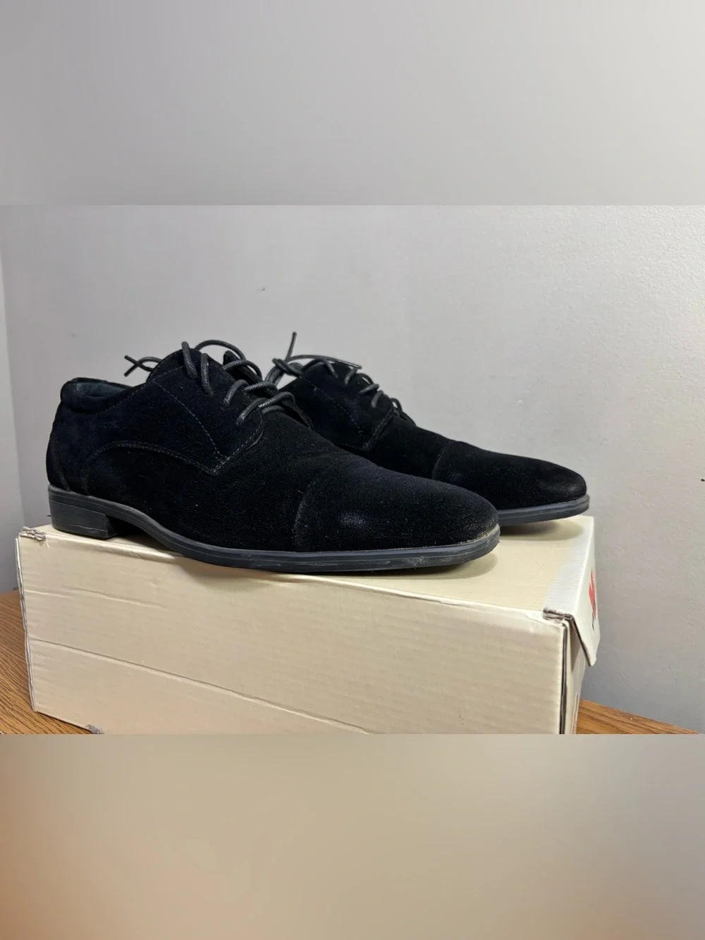 Vangelo Black Suede Derby Shoes for Men
